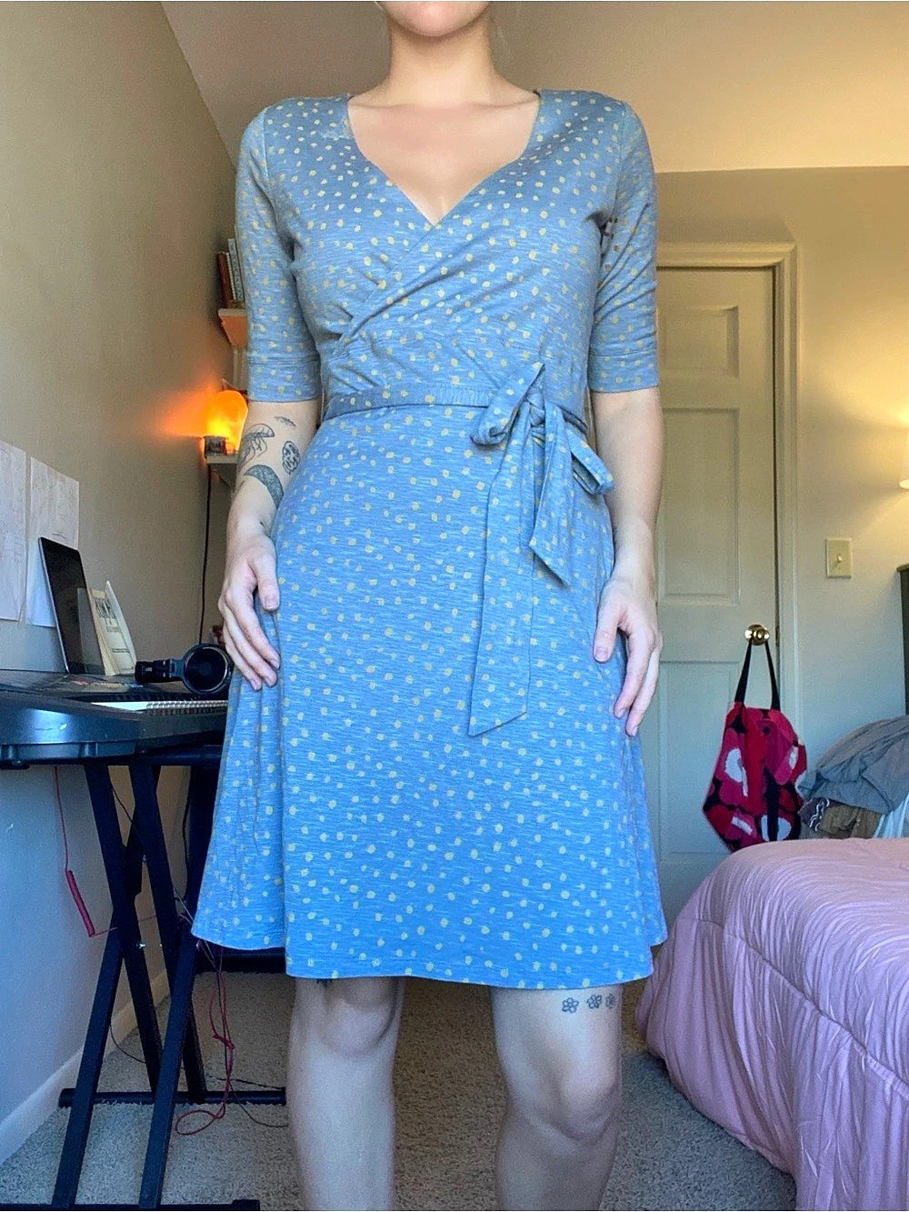 Toad&Co Blue Geometric Wrap Dress Size Small